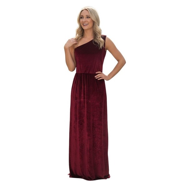 Baltic Born Tatiana Velvet Maxi Dress Merlot Formal Gown Party Evening Sz Lg - Picture 2 of 13